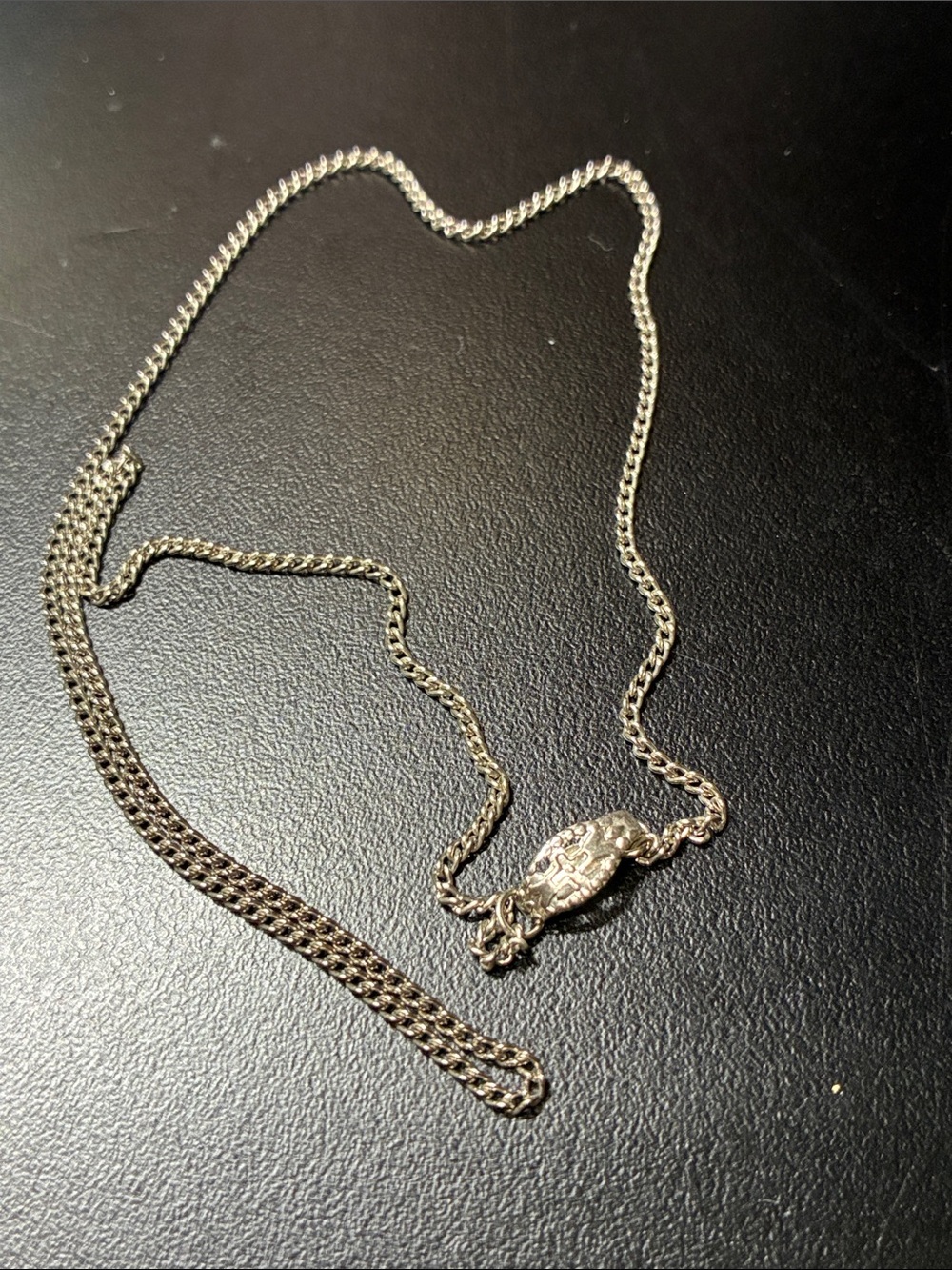 Silver vintage 18” Chain Necklace with Decorative Clasp marked S Korea